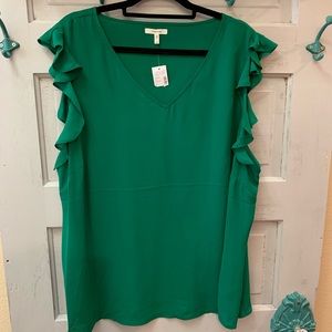 Emerald Green ruffled sleeve Maurices blouse